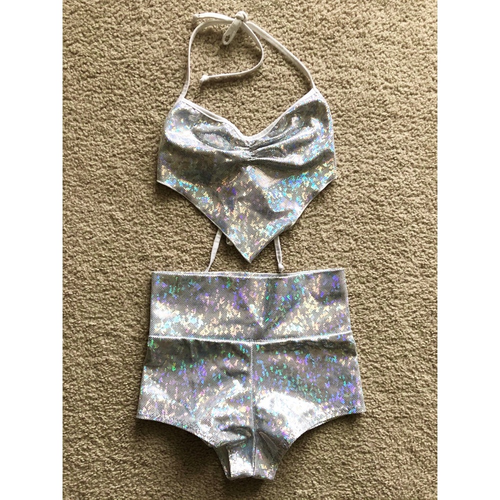 Holographic rave 2-piece set